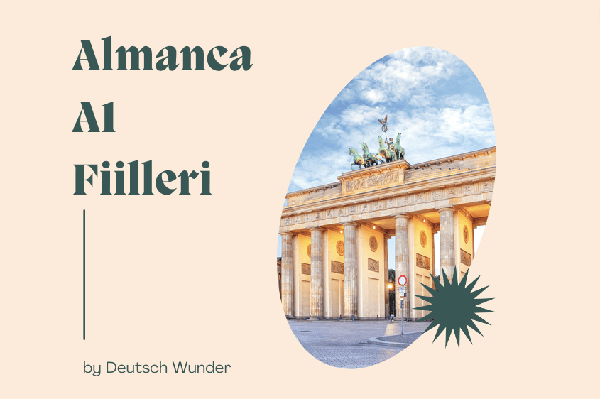 Brandenburg Kapısı görselinin yer aldığı "Almanca Al Fiilleri" adlı kitap kapağı.