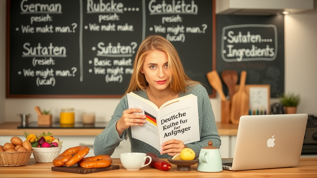 Almanca öğrenirken Alman mutfağını keşfetmek için pratik tarifler ve Almanca mutfak terimleri. Türkçe açıklamalar ve örneklerle zenginleştirilmiş içerik.